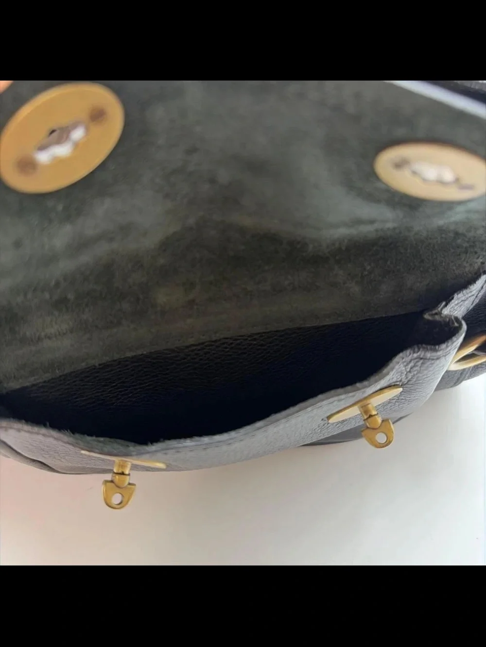Mulberry Black Leather Shoulder Bag with Brass Hardware